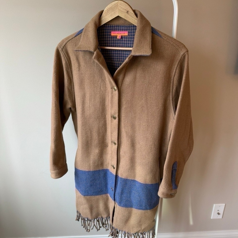 Anthropologie Fringed Colorblocked Coat